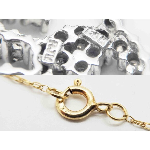 0.4 ctw Two-Tone Diamond Double Linked Hearts Pendant 14k White Gold - Picture 4 of 5